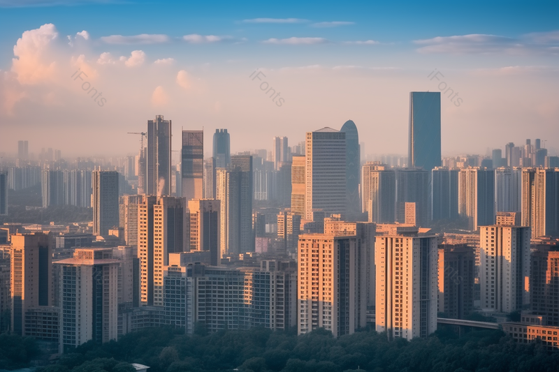 蓝天阳光照射城市建筑摄影图,高清,摄影图,摄影图片,图片大全,摄影图免费下载